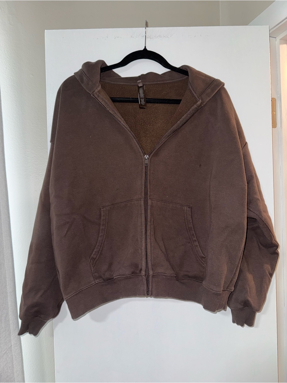 SKIMS Brown Zip-Up Hooded Jacket